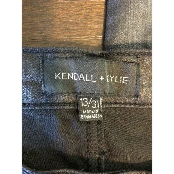 Kendall + Kylie Coated Black Kontour High Rise Pants, Sz 13/31 NWT - Picture 5 of 9